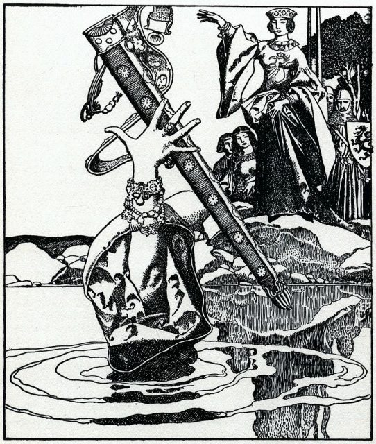 Queen Morgana Loses Excalibur His Sheath, by Howard Pyle (1903).