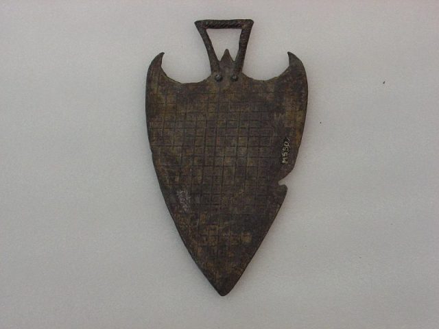 The reverse side of a Billy and Charley in the form of a lead plaque. Photo by Auckland Museum Plaque (figure) CC BY 4.0