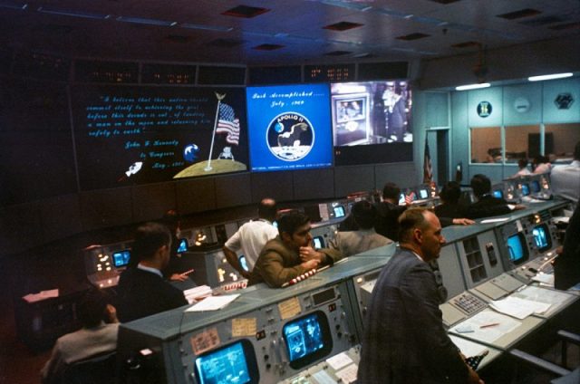 Mission Operations Control Room at the conclusion of Apollo 11.