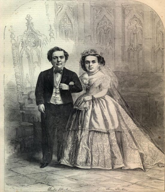 The wedding couple as they appeared on the February 21, 1863, cover of Harper’s Weekly magazine.