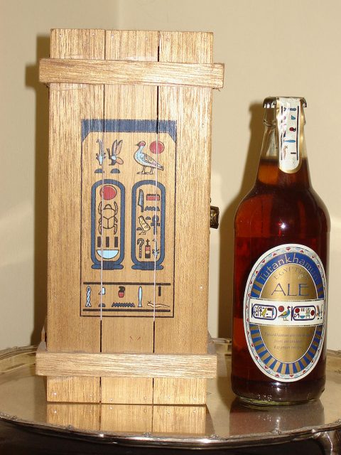 A replica of ancient Egyptian beer, brewed from emmer wheat by the Courage brewery in 1996.