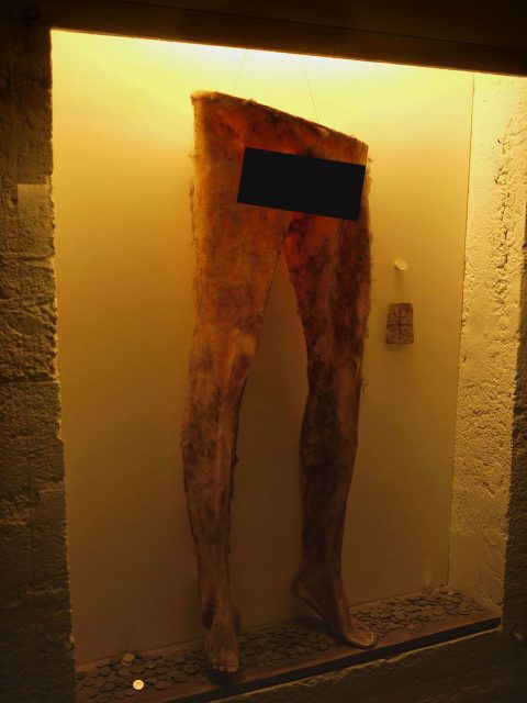 A replica of necropants at The Museum of Icelandic Sorcery & Witchcraft in Holmavik Iceland. Photo by Bernard McManus CC BY 2