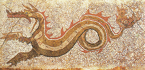 Ancient Greek mosaic from Caulonia, Italy, depicting a cetus or sea-dragon.