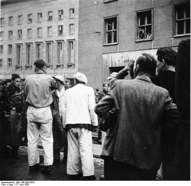 Protesters gathering in Berlin, Aufstand, June 17, 1953. Photo by Bundesarchiv, Bild 146-2003-0031 / CC-BY-SA 3.0