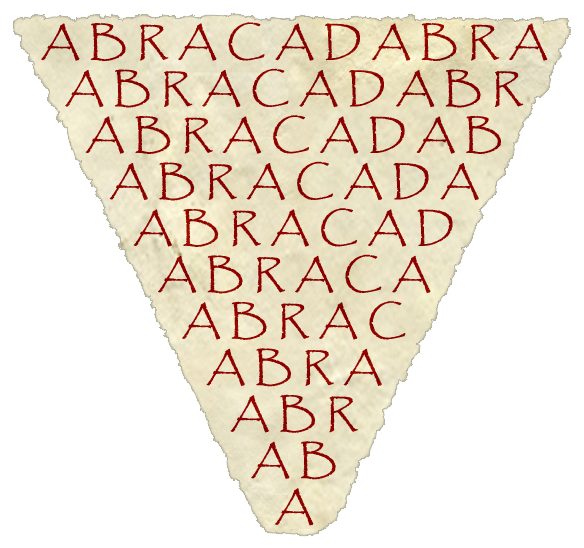 Serenus Sammonicus advocated the use of abracadabra as a literary amulet against fever. Photo by Il Dottore CC BY-SA 3.0