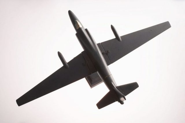 This is one of two U-2 models crafted for Powers. CIA model makers made this for his March 1962 Senate Armed Services Committee testimony about the downing of his aircraft. The wings and tail are detachable to show the aircraft’s breakup after the shootdown.