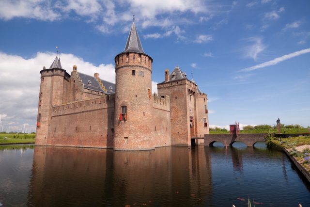 Muiderslot in the Netherlands looks almost unreachable thanks to its water-filled moat.