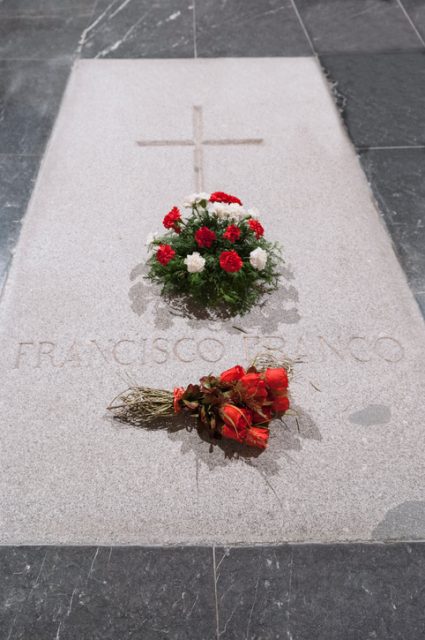 Tombstone of Gen. Francisco Franco, Caudillo of Spain, buried in the Shrine of the Valley of the Fallen.