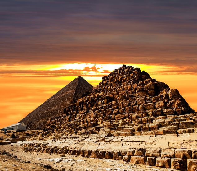 The pyramid of Cheops in Giza on a sunny day, Cairo, Egypt.