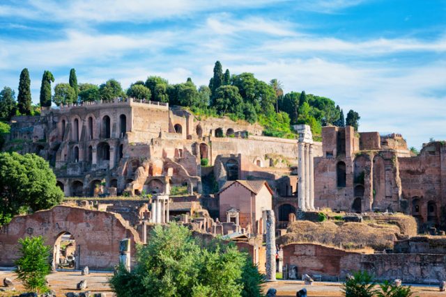 Palatine Hill at the Roman forum in Rome, Italy.