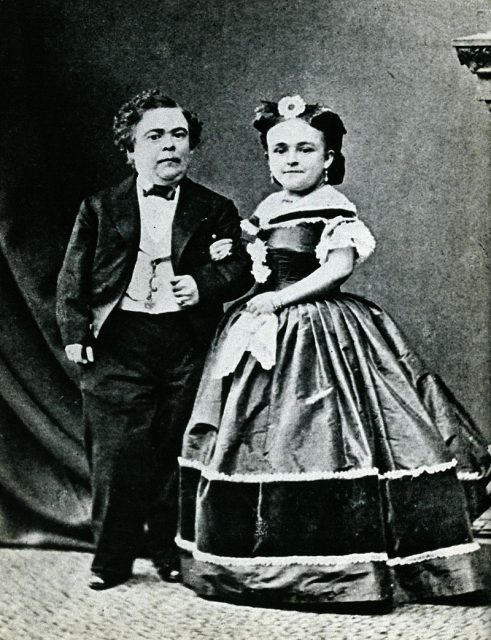 “Tom Thumb” (Charles Sherwood Stratton) (1838-1883) and his wife Lavinia Warren Stratton (1841-1919).