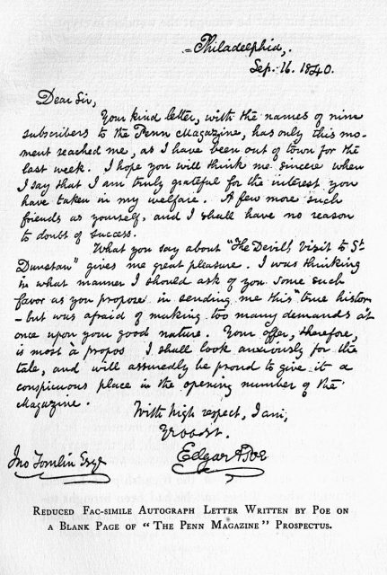Letter of E. A. Poe