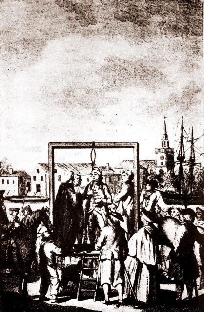 Hanging of a buccaneer at Execution Dock.