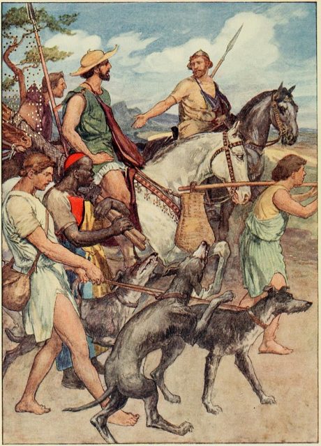 Pelopidas setting out for Thebes.