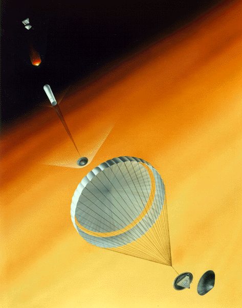 1990s illustration of Mars atmospheric entry.