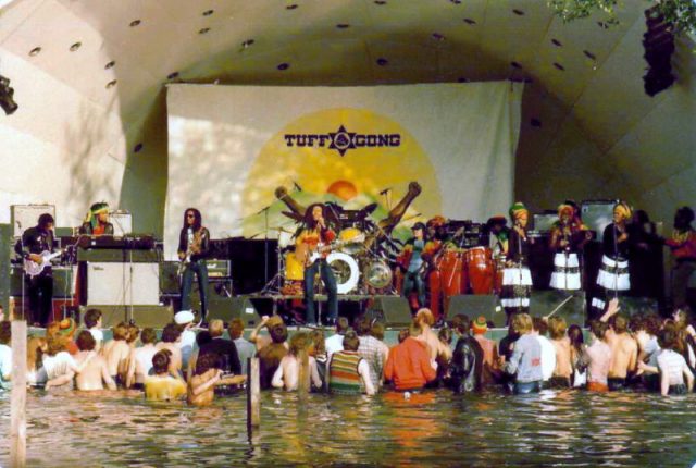 Bob Marley & the Wailers live at Crystal Palace Park in south-east London, during the Uprising Tour. Photo by Tankfield CC BY-SA 3.0