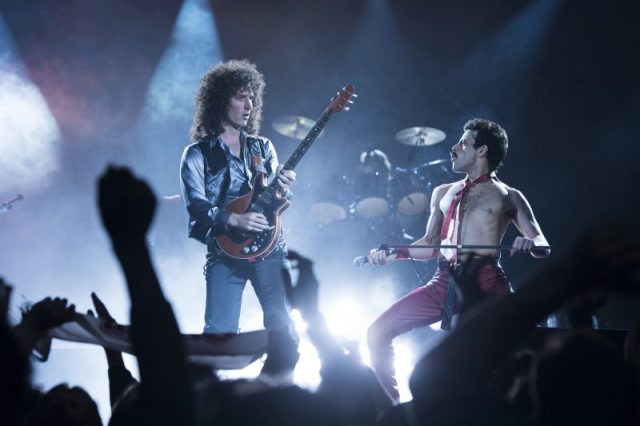 Gwilym Lee (Brian May) and Rami Malek (Freddie Mercury) star in Twentieth Century Fox’s Bohemian Rhapsody. Photo Credit: Alex Bailey TM & © 2018 Twentieth Century Fox Film Corporation.