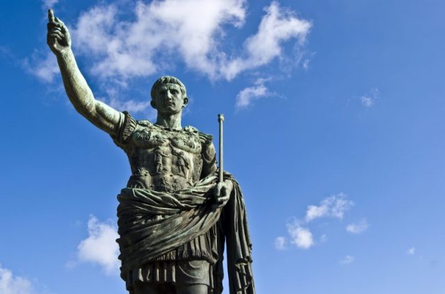 Bronze statue of Caesar Augustus, Rome, Italy.