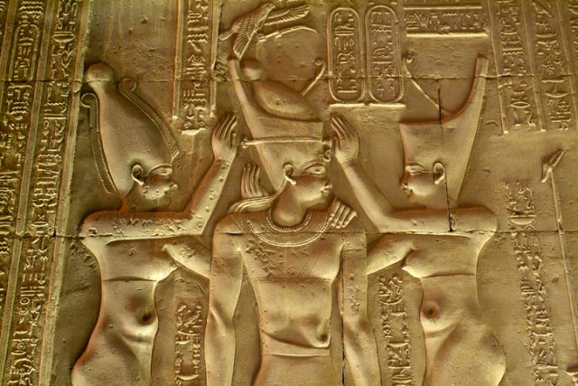 Egypt, Upper Egypt, Nile Valley, Kom Ombo temple dedicated to the crocodile-headed god Sobek.