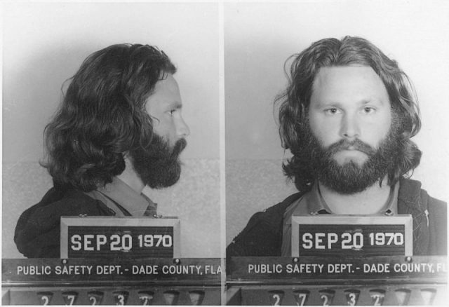 Mug shot of Jim Morrison.