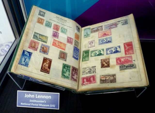 John Lennon’s stamp collection. Photo by Philafrenzy CC BY SA 4.0