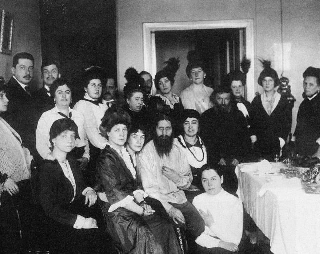 Rasputin among admirers, 1914.