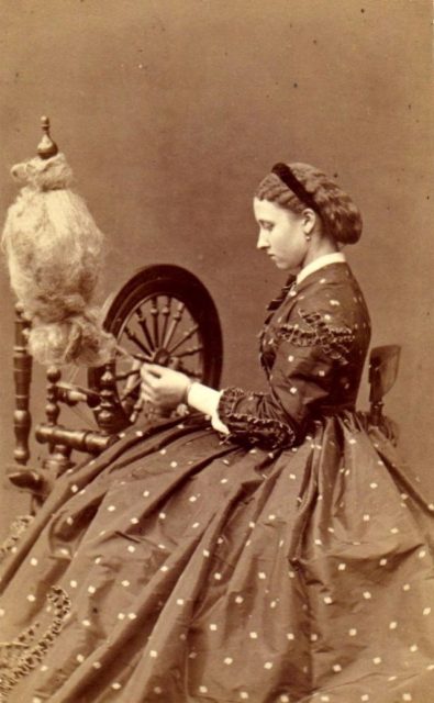 Girl in hoop dress 1860s