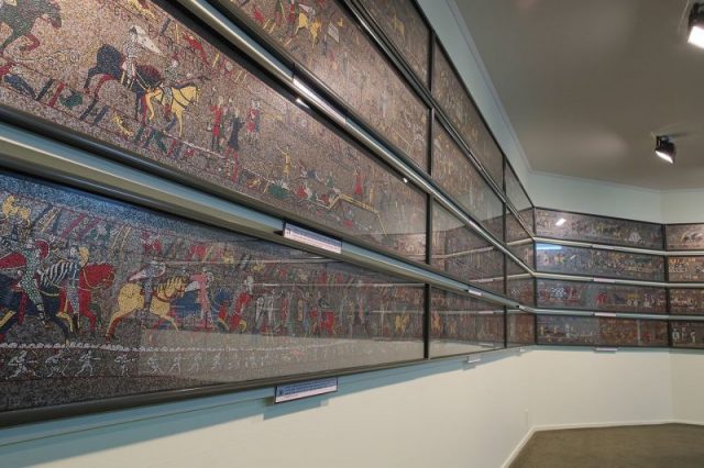 Sections of the 1066 Medieval Mosaic re-creation in New Zealand.