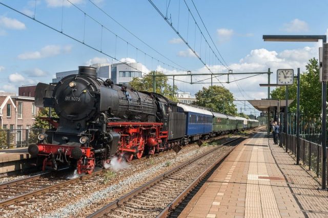 The Winton Train passing Arnhem Velperpoort railway station in the Netherlands.