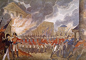 Following their victory at the Battle of Bladensburg, the British invaded Washington D.C. and burned many U.S. government and military buildings.