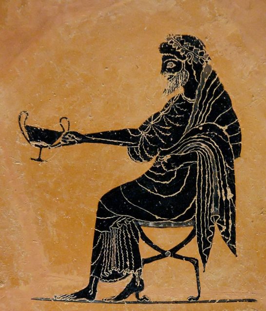 Dionysus extending a drinking cup (kantharos), late 6th century BC.