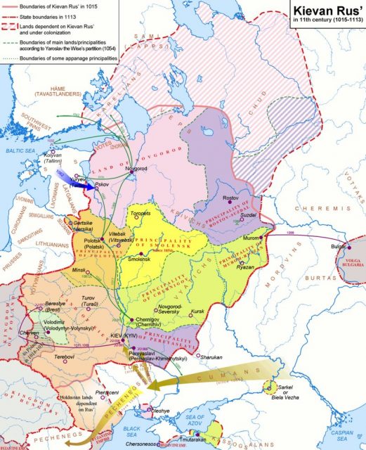 Realm of Kievan Rus’ at its height (with dependent lands) Photo by Koryakov Yuri CC BY-SA 2.5