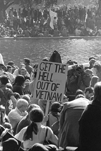 Vietnam War protesters march at the Pentagon in Washington, D.C. on October 21, 1967.