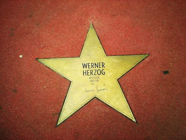 Werner Herzog’s star in Boulevard der Stars, Berlin. Photo by Commonurbock23 CC BY 2.0