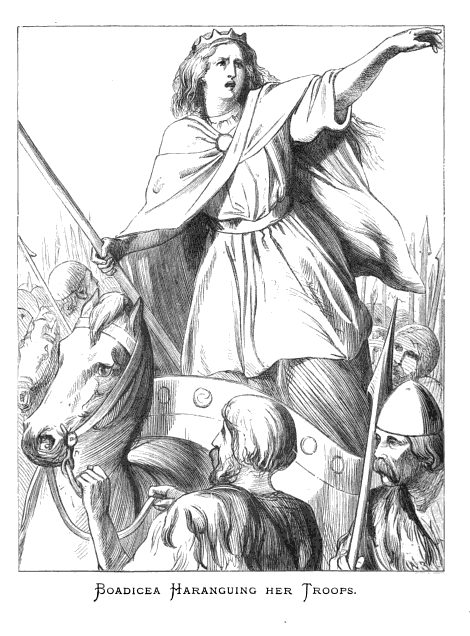 Boudicea haranguing her troops.