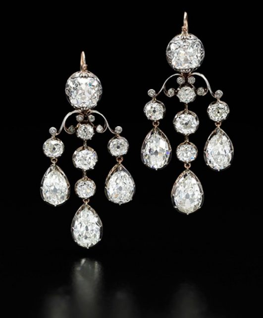 Pair of diamond earrings. Photo by Sothebys.