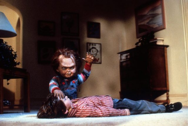 Child actor with Chucky in a scene from the film ‘Child’s Play’ (1988). Photo by United Artists/Getty Images