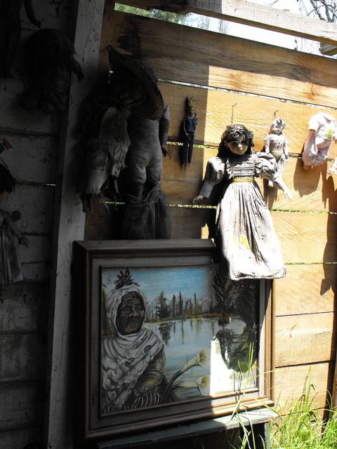 Oldest doll in the Isla de las Muñecas, in Xochimilco, Mexico City Photo by KatyaMSL CC BY-SA 4.0