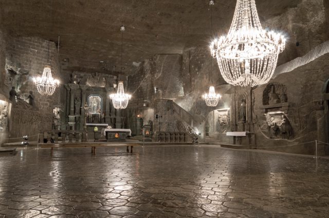 Underground Saint Kinga Chapel, Wieliczka Salt Mine, Poland.