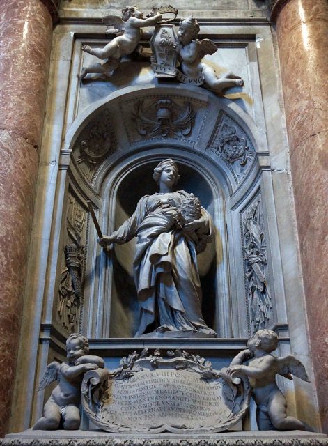 Matilda’s tombstone at St. Peter’s Basilica, by Bernini. Photo by Bede735 CC BY-SA 3.0