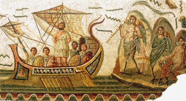 Odysseus and the Sirens, Roman mosaic, second century AD (Bardo National Museum)