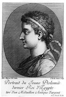 An engraving depicting the Ptolemaic ruler Ptolemy XIII.