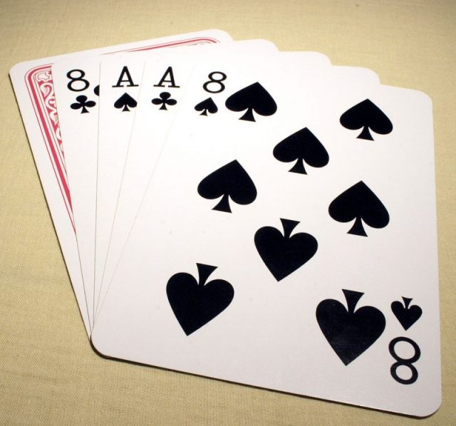 The card hand held by Hickok at his death, now widely known as the “dead man’s hand.” Photo by Tage Olsin CC BY-SA 2.0