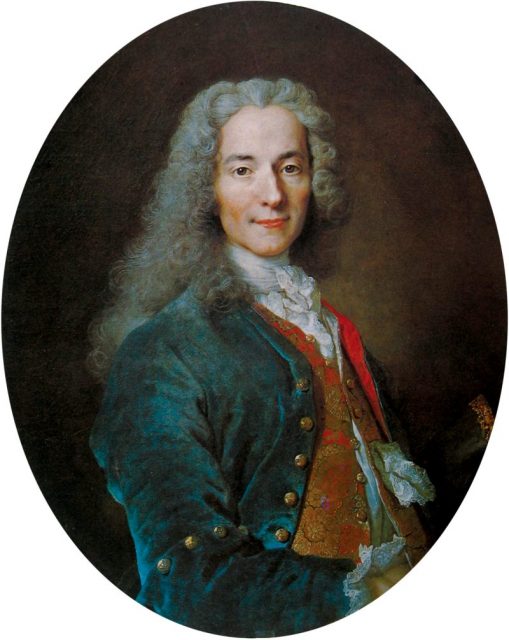 François-Marie Arouet (1694–1778), known as Voltaire, French Enlightenment writer and philosopher.