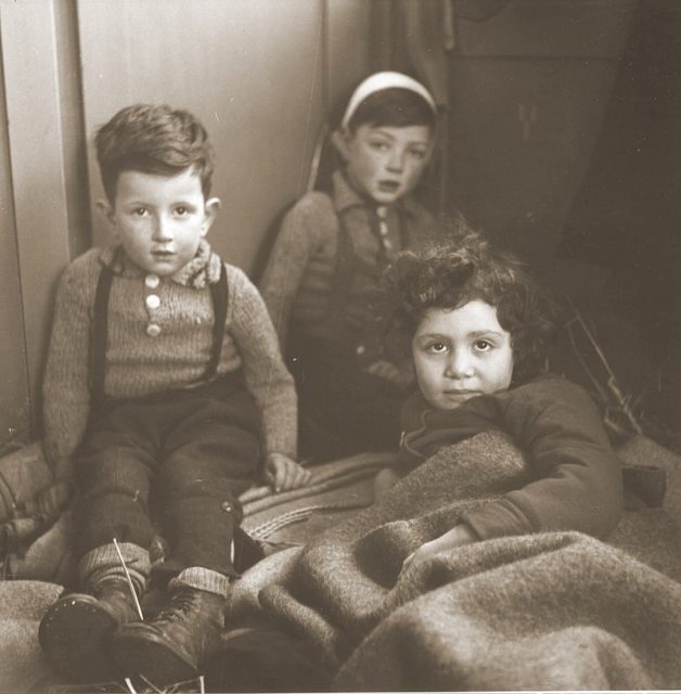 Three Jewish children rescued from Theresienstadt rest in the Hadwigschulhaus in St. Gallen