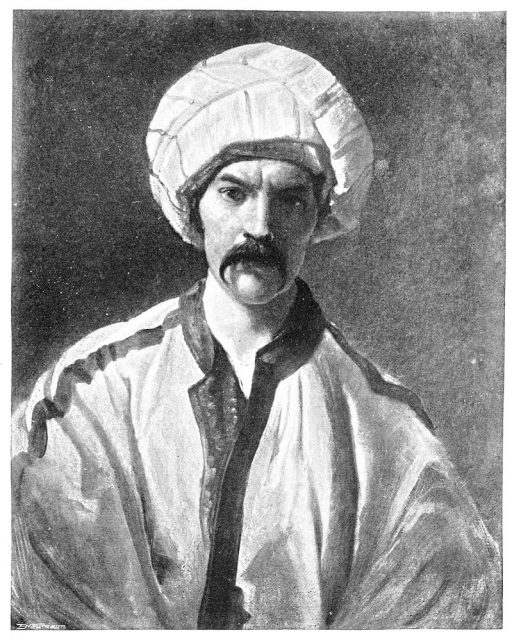Burton in Persian disguise as ‘Mirza Abdullah the Bushri’ (ca. 1849–50)