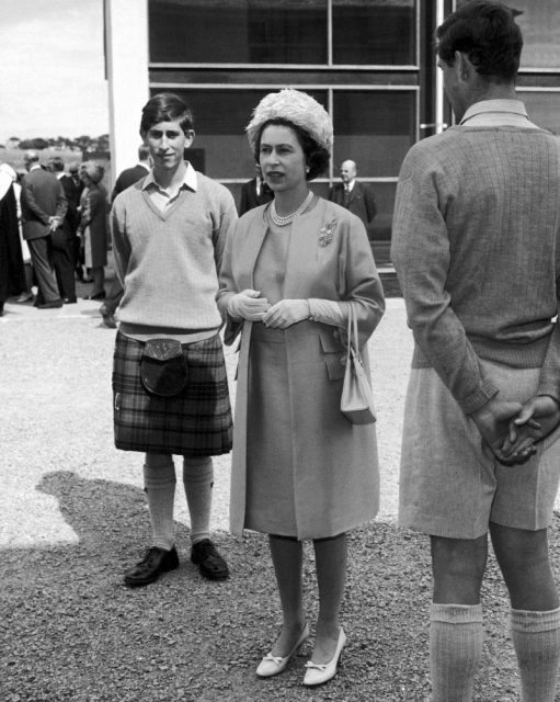 The Queen visiting Prince Charles at Gordonstoun School on his last day, July 31, 1967. Photo by Daily Mirror/Mirrorpix/Mirrorpix via Getty Images