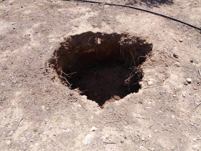 The hole in the ground led to a Minoan Bronze Age tomb. Photo by Greek Ministry of Culture