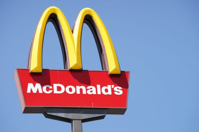 Close-up of McDonalds outdoor sign
