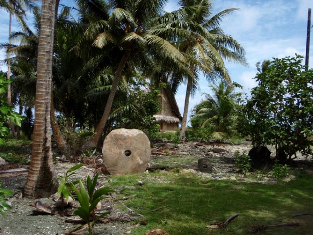 Rai stone, local currency on the island of Yap, Micronesia.